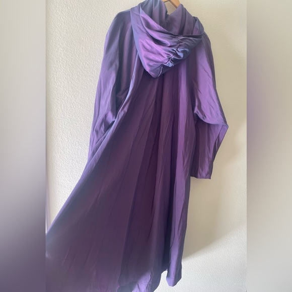 VTG Maralyce Ferree Purple Iridescent Hooded Maxi Windbreaker Coat M/L (XL) - Picture 2 of 13